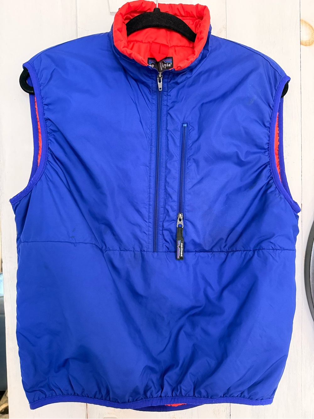 Vintage 90s Patagonia Blue Vest with Red Trim